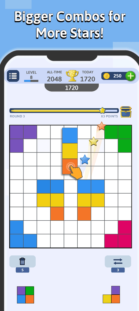 BlockuMix screenshot showing game rewards